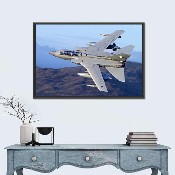 Tornado Gr4 Fighter Jet Over Mountains Canvas Wall Art