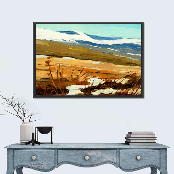 Winter Snow-capped Hills Landscape Canvas Wall Art