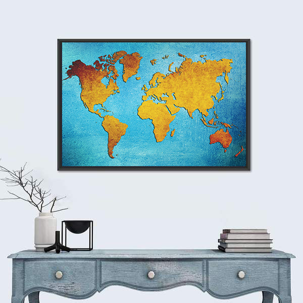 Grunge World Map Canvas Wall Art