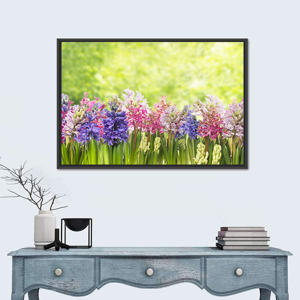 Blooming Spring Hyacinths Flowers Plant In Garden Canvas Wall Art