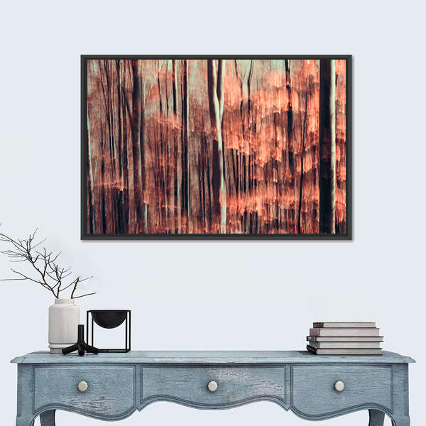 Autumnal Forest Motion Blur Canvas Wall Art