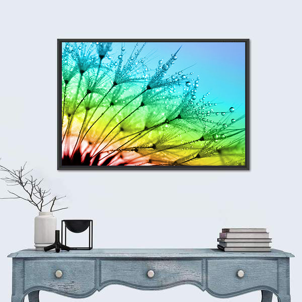 Dewy Dandelion Flower Close Up Canvas Wall Art