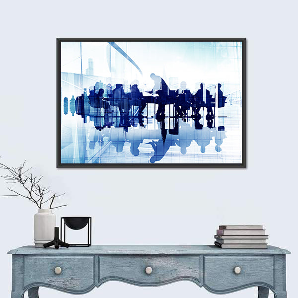 Business Meeting Double Exposure Canvas Wall Art