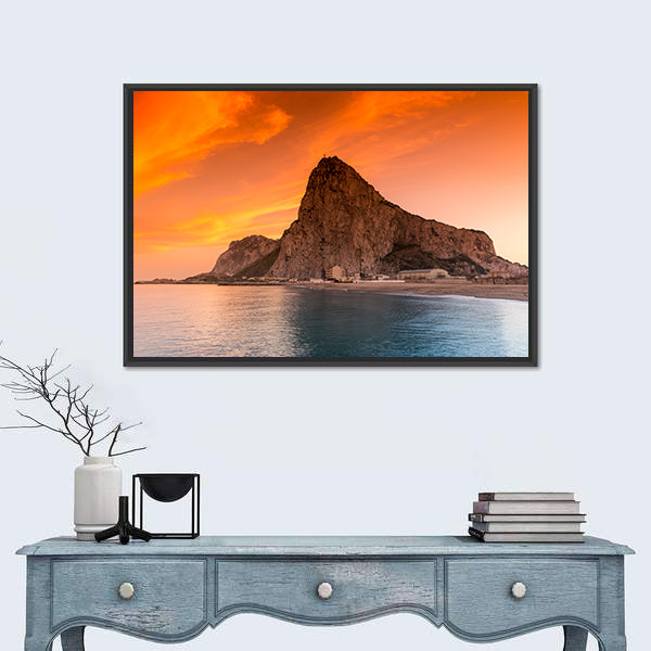 Rock of Gibraltar at Sunset Canvas Wall Art