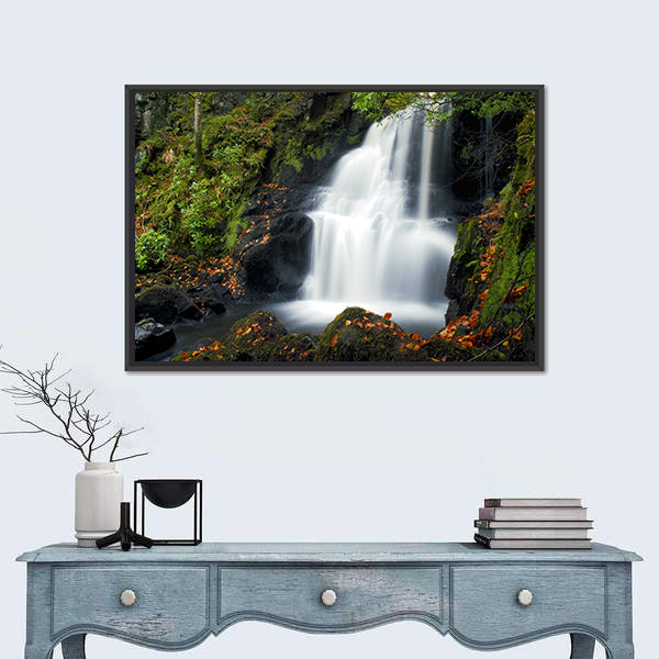 Tobermory Waterfall with Mossy Rocks Canvas Wall Art