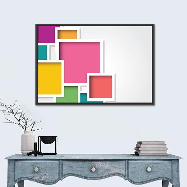 3d Layered Geometric Squares Canvas Wall Art