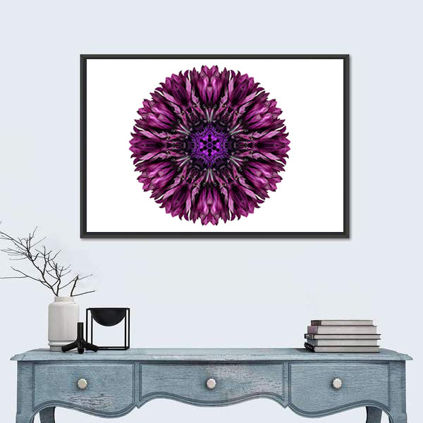 Purple Cornflower Mandala Canvas Wall Art
