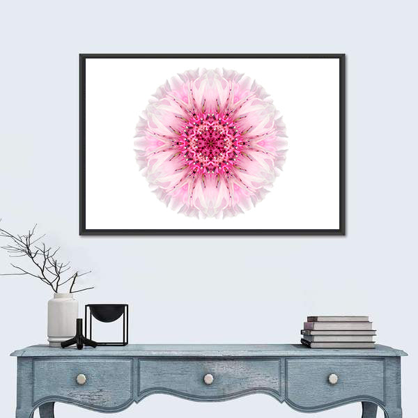 Pink Cornflower Mandala Canvas Wall Art