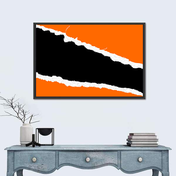 Torn Paper Abstract with Orange Fields Canvas Wall Art