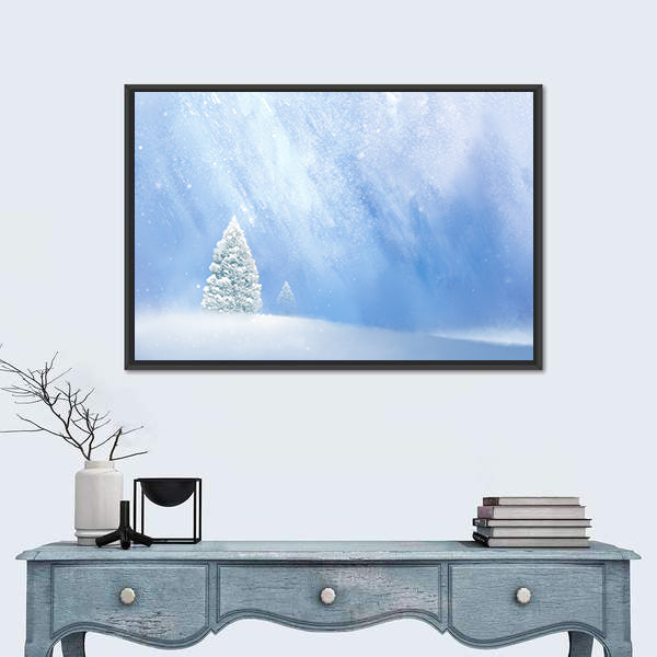 Snow-covered Pines in Soft Winter Light Canvas Wall Art