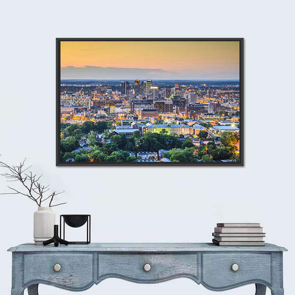 Birmingham Downtown Skyline In Alabama Canvas Wall Art