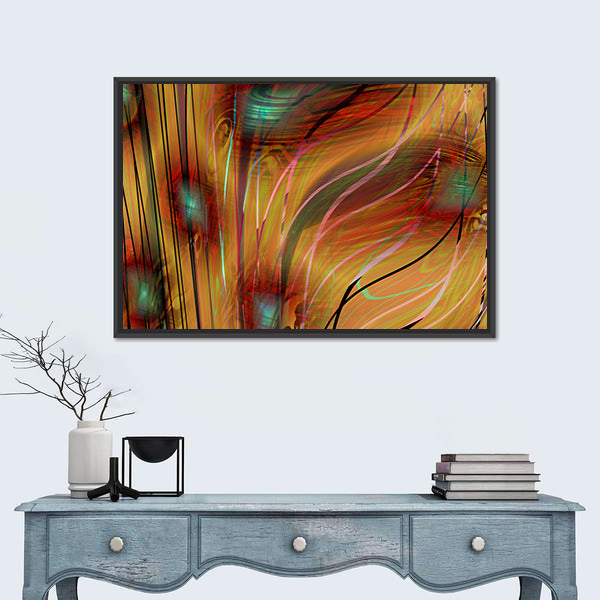 Swirling Teal, Gold, and Pink Abstract Canvas Wall Art