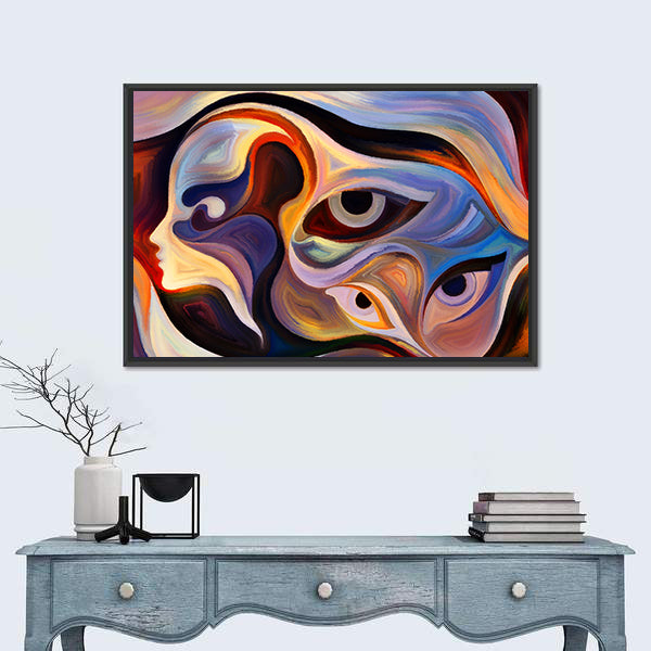 Abstract Human Profile with Eyes Canvas Wall Art