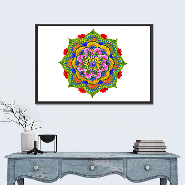Sacred Lotus Mandala Canvas Wall Art