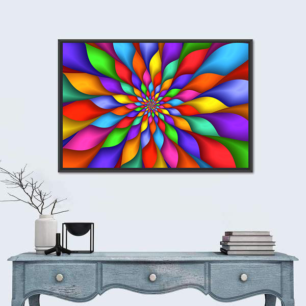 Rainbow Petal Spiral Abstract Canvas Wall Art