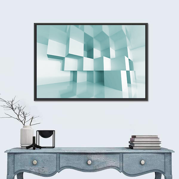 Reflective Stacked Cubes Canvas Wall Art
