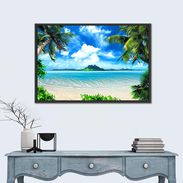 Tropical Beach with Turquoise Ocean Canvas Wall Art