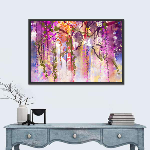 Spring Purple Wisteria Blossoms Canvas Wall Art