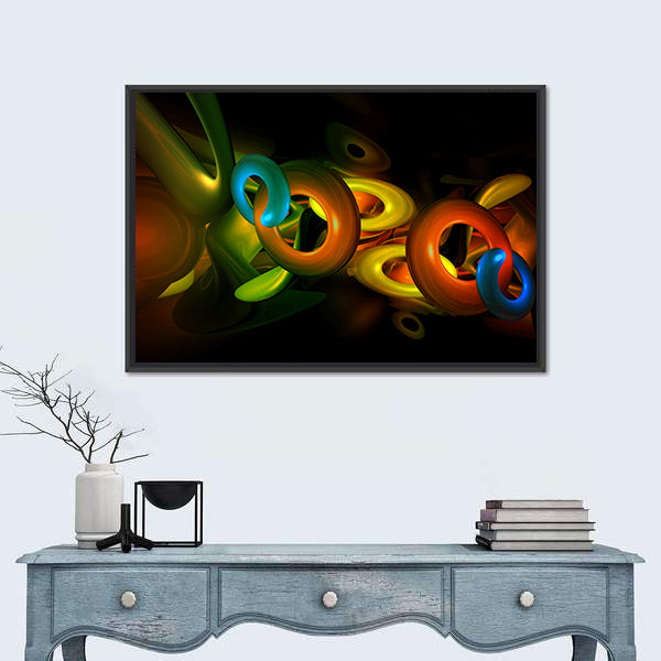 3D Colorful Shapes Abstract Canvas Wall Art