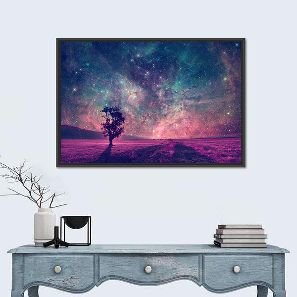 Alien Planet Nebula Silhouette Canvas Wall Art