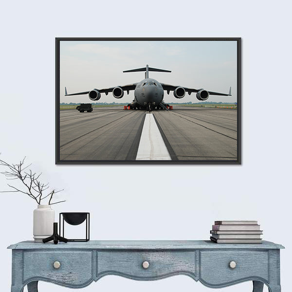 C-17 Globemaster Iii on Runway Canvas Wall Art