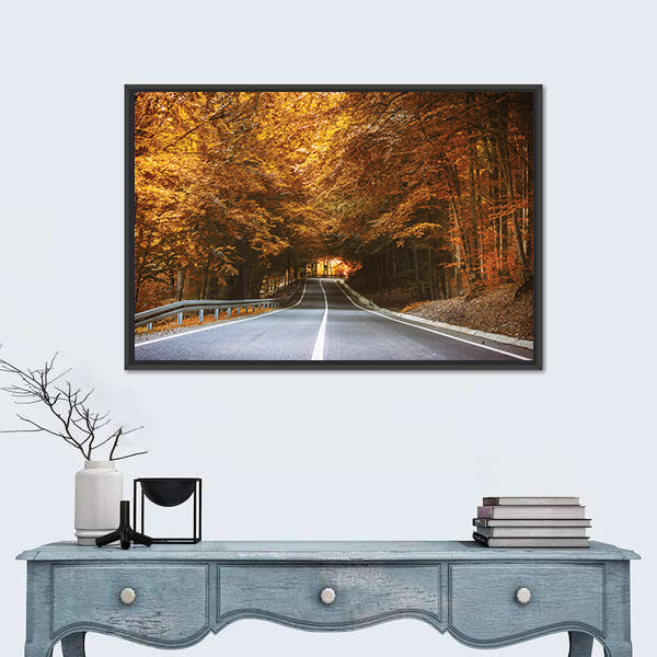 Forest Road in Autumn Canvas Wall Art
