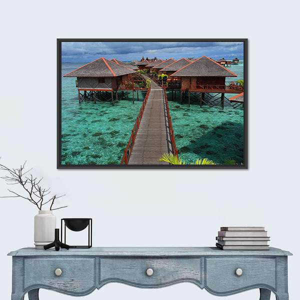 Mabul Island Overwater Bungalows Canvas Wall Art