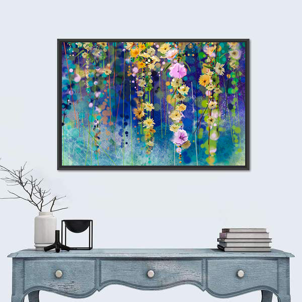 Spring Floral Field Abstract Canvas Wall Art