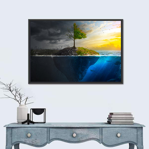 Life And Death On Floating Island Canvas Wall Art
