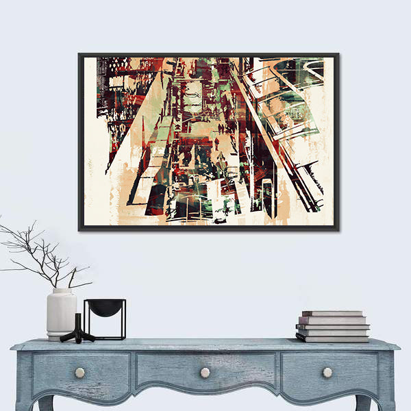 Crowded Urban Cityscape Canvas Wall Art