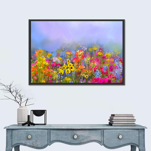 Multicolor Spring Wildflower Meadow Canvas Wall Art