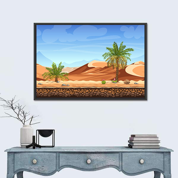Desert Side-scrolling Game Scene Canvas Wall Art