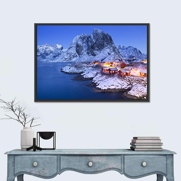 Norwegian Fisherman's Cabins In Lofoten Canvas Wall Art