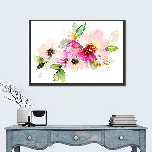 Delicate Watercolor Floral Bouquet Canvas Wall Art