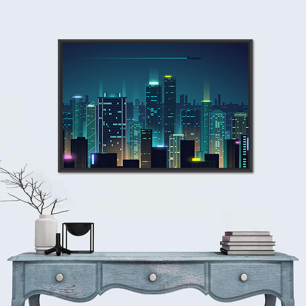 New York City Night Skyline Canvas Wall Art