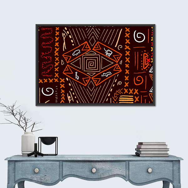 African Aboriginal Tribal Design Canvas Wall Art