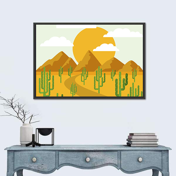 Layered Desert Vector Illustration Canvas Wall Art