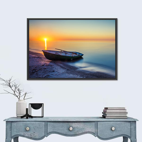 Sunset Rowboat Seascape Canvas Wall Art