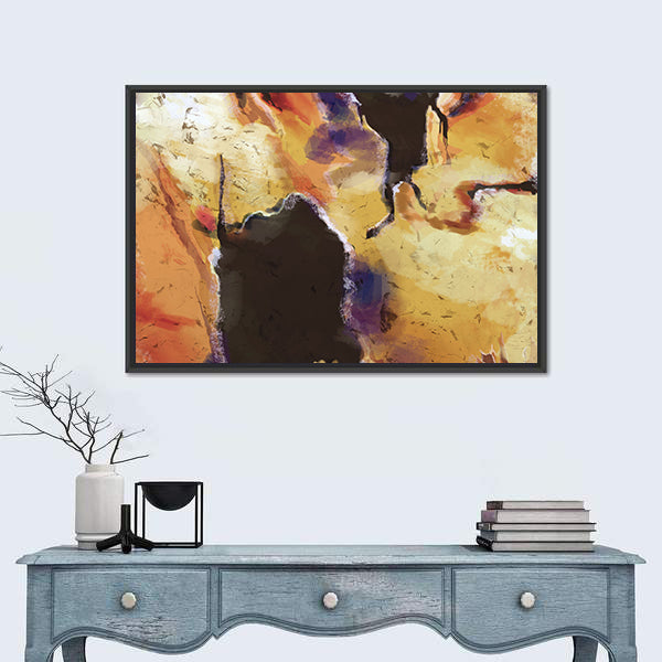 Textured Orange Abstract with Dark Central Void Canvas Wall Art