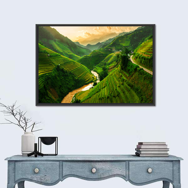 Terraced Rice Field In Mu Cang Chai In Vietnam Canvas Wall Art