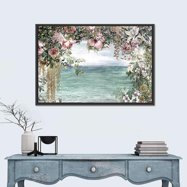 Spring Flowers by the Sea Canvas Wall Art