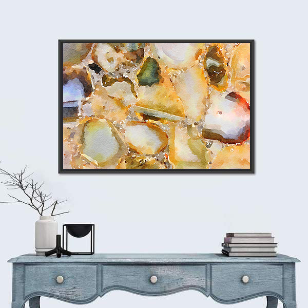Watercolor Agate Gemstone Mosaic Canvas Wall Art