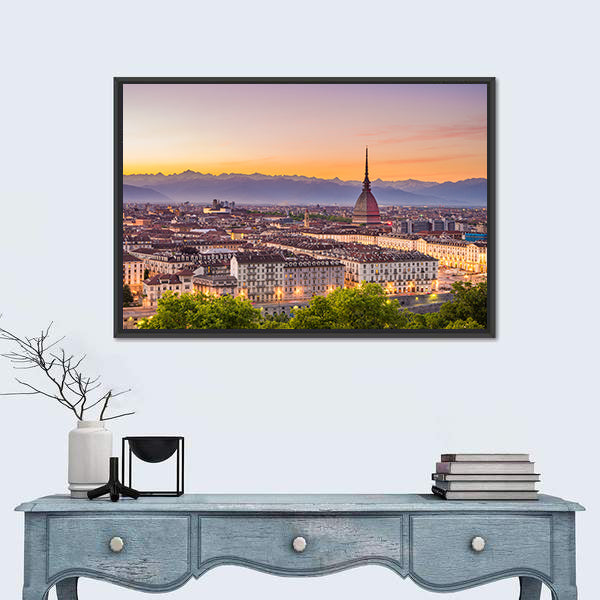 Torino Cityscape In Turin Italy Canvas Wall Art