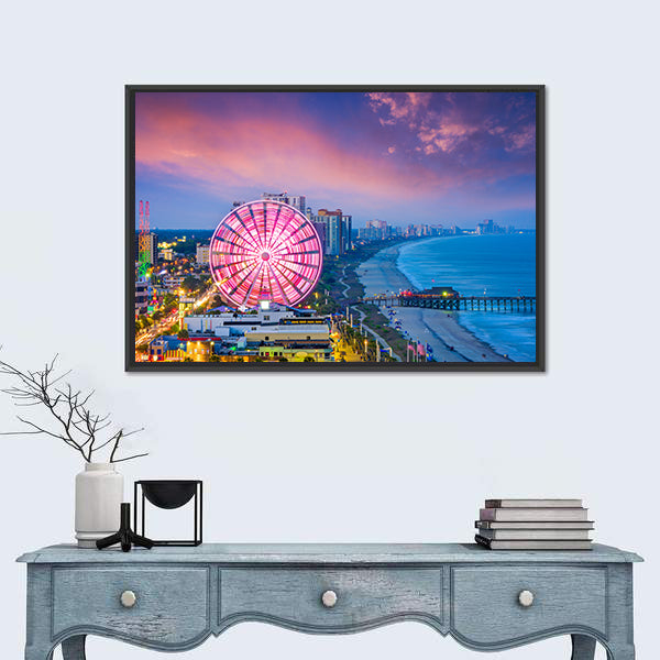 Myrtle Beach Sunset Ferris Wheel Canvas Wall Art