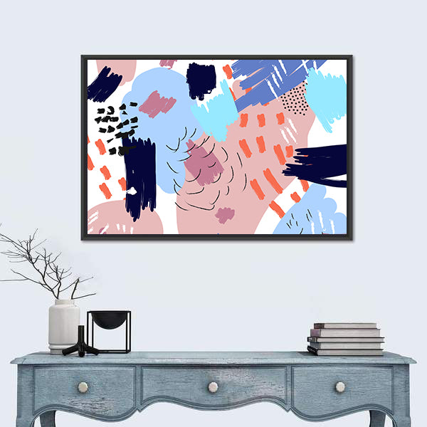 Memphis Style Abstract Collage Canvas Wall Art