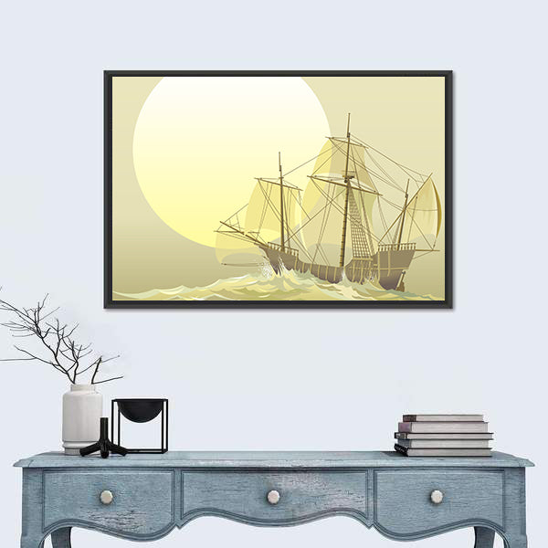 Santa Maria Caravel at Sunset Canvas Wall Art