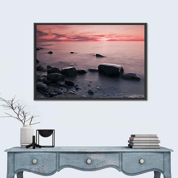 Lakeshore at Sunset in Michigan Canvas Wall Art