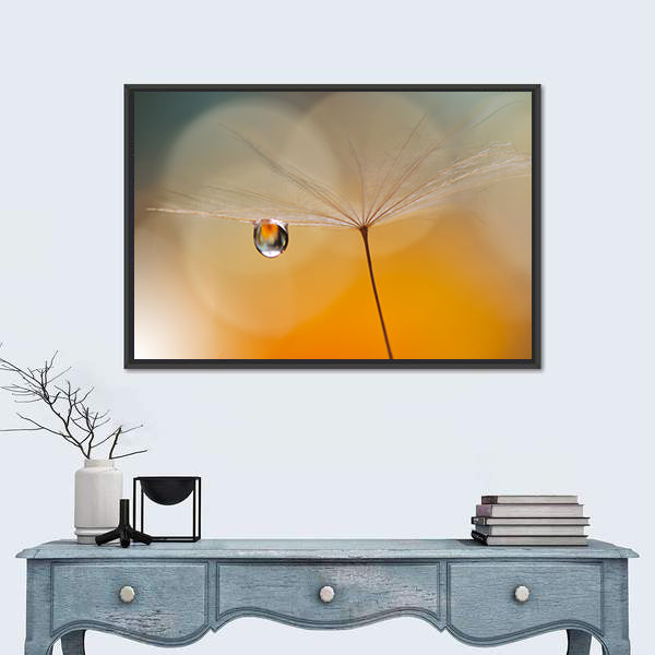 Dandelion Seed with Water Droplet Canvas Wall Art