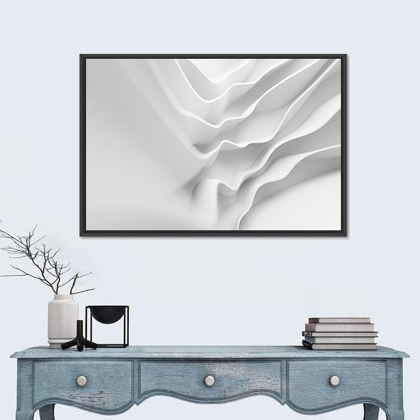 White Architectural Abstract with Layered Forms Canvas Wall Art