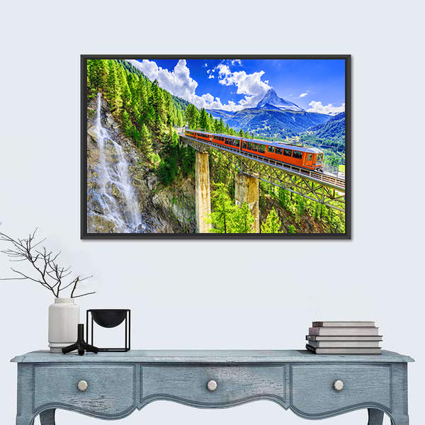 Gornergrat Tourist Train In Zermatt, Switzerland Canvas Wall Art
